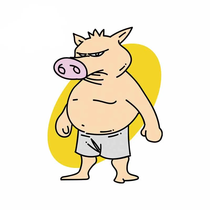 

13cm x 9.6cm For Pig Man Car Stickers And Decals Comical Sunscreen Funny Air Conditioner Suitable For GTR EVO SX