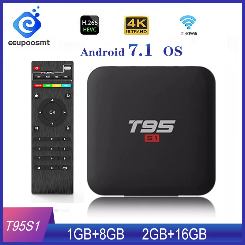 T95 S1 Amlogic S905W Android 7 1 ТВ коробка 2GB16GB Смарт 4K H.264 HD Media Player T95S1 2 4G Wi Fi Беспроводной