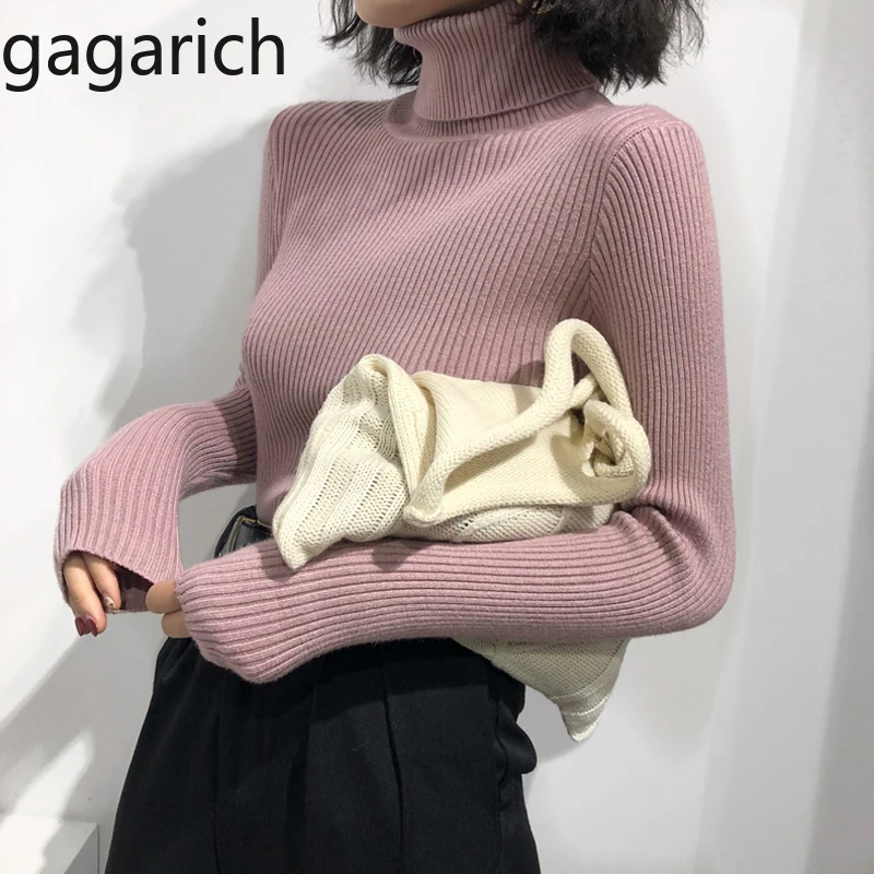 Gagarich Sweater Women 2019 New Knitted Solid Turtleneck Full Thick Slim Casual Spring Autumn Korean Version Ladies Pullover |