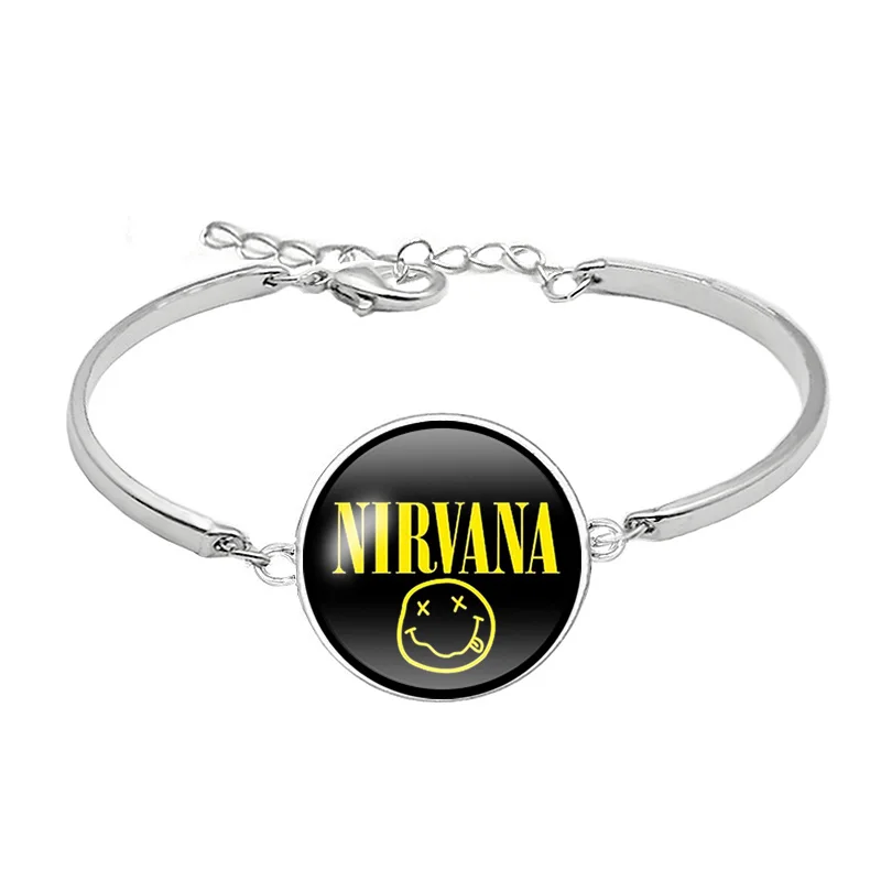 Рок группа улыбка Нирвана браслеты из Неограненного стекла ювелирные изделия