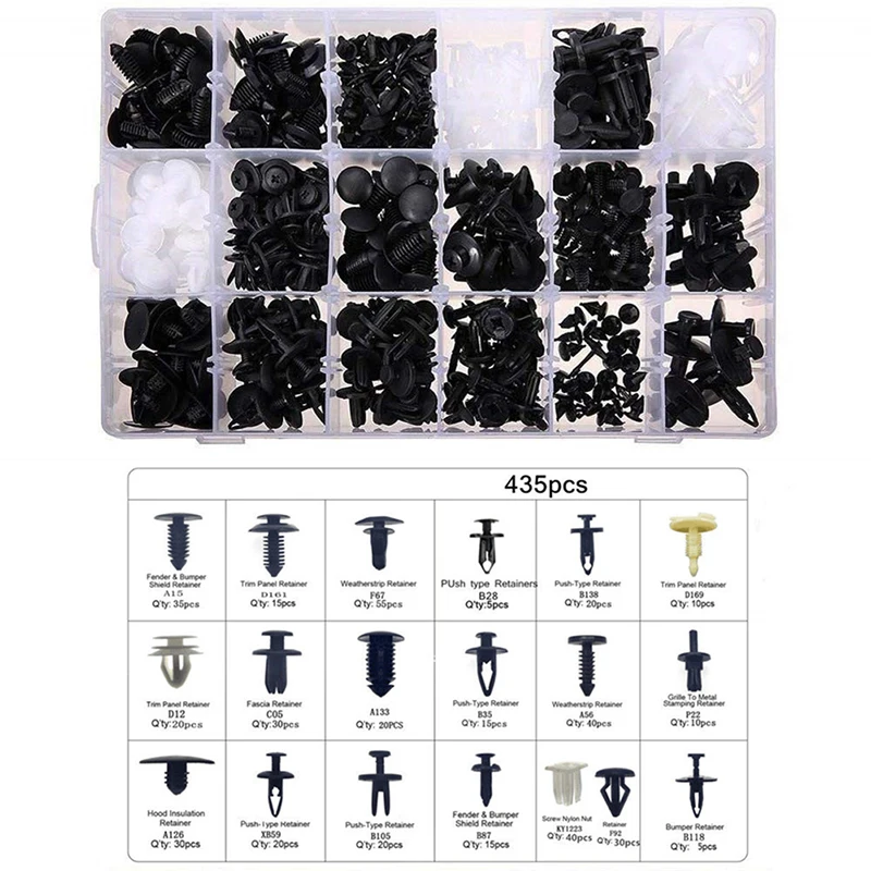 435 шт Ассорти пластиковых зажимов для кузова автомобиля заклепка отделка