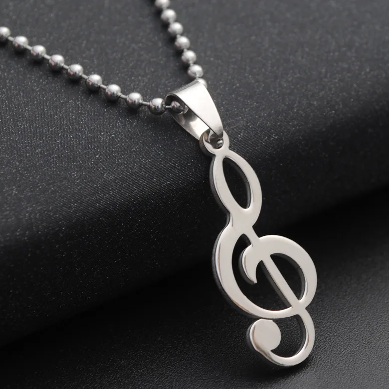 30 stainless steel Clef Music Note Symbol pendant chain Necklace Logo Musical Emblem Talisman Charm Notation Sign jewelry gift