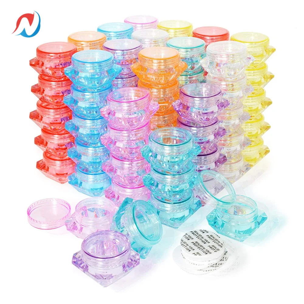 

Пустые косметические контейнеры Sheenirs, 80 шт., 5 мл, 5 г, маленькие пластиковые алмазные банки для теней для век, ногтей, бальзама для губ, крема