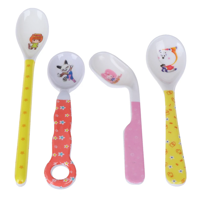 

1pc baby spoon feeding training infant toddler scoop food kid learning supply