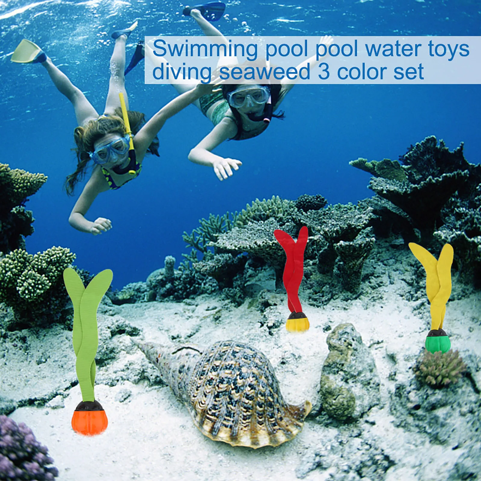 

3pcs Diving Toys Aquatic Plant Shape Diving Grab Toy Set Summer Pool Diving Training Toys for Swimming Pool Bathroom Children