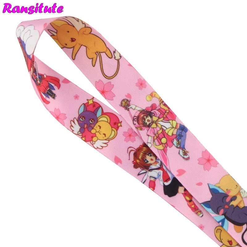 Ransitute держатель для карт Sakura lanyard key ID Card ремень мобильного телефона USB бейджа DIY rope