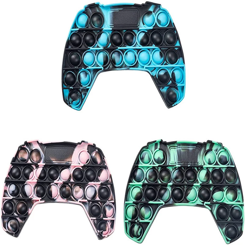 

Игрушка-антистресс детская силиконовая, Популярная игрушка-антистресс с ручкой, настольный пазл с пузырьками с простыми отверстиями для сн...