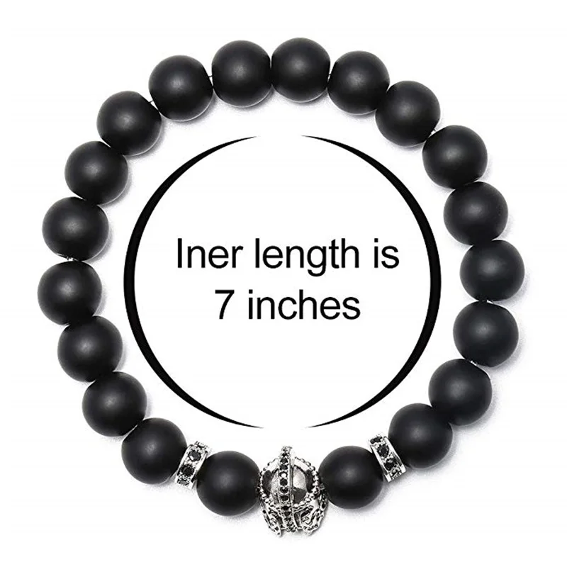 Черный матовый оникс бисерный браслет для мужчин Спартанский воин Гладиатор