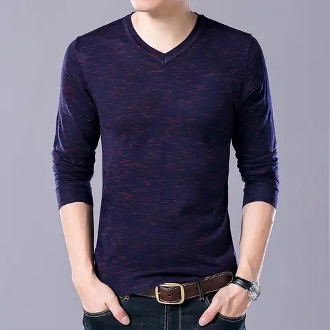 Новый модный брендовый вязаный пуловер, мужской свитер с V-образным вырезом, однотонный приталенный осенний Повседневный джемпер в стиле преппи, мужская одежда высшего качества
