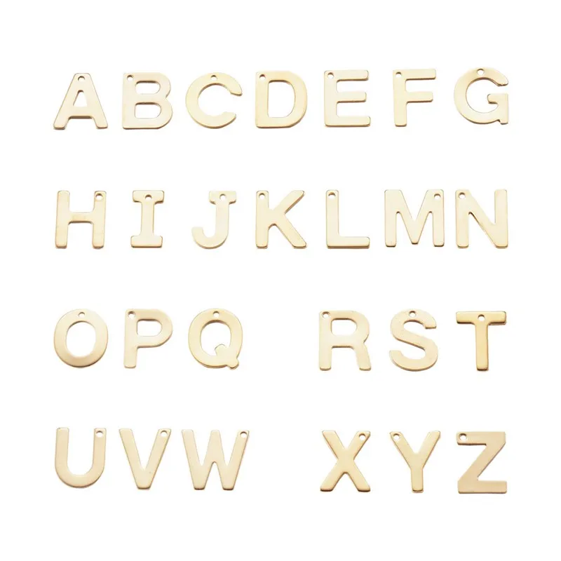 PandaHall 100pc 304 Stainless Steel Charms Small Alphabet Letter Pendants Golden Color Jewelry Necklace Bracelet DIY | Украшения и