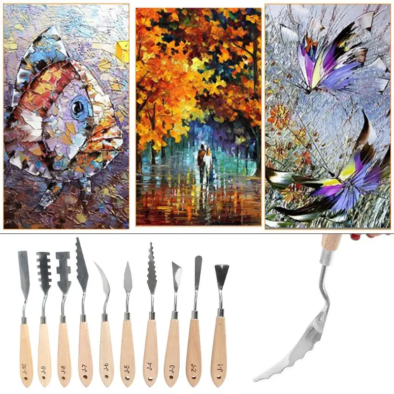 

10pcs/set Stainless Steel Painting Palette Knife Oil Paint Spatula Scraper Tools