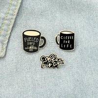 coffee first baking varnish enamel pins funny coffee cup brooches backpacks clothes cute badge jewelry gift for friend wholesale