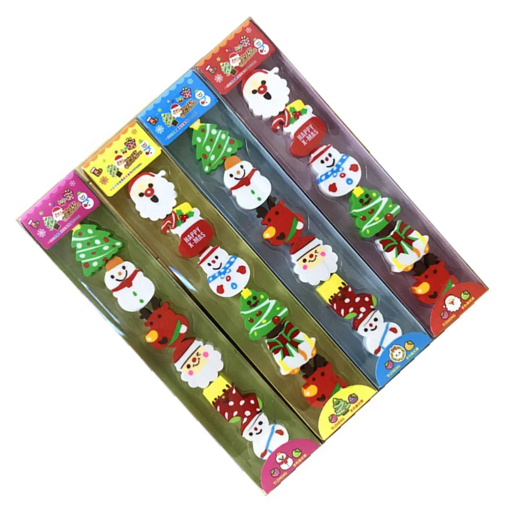 

3 Sets of Christmas Themed Eraser Stationery Gift Cartoon Kids Eraser School Classroom Rewards