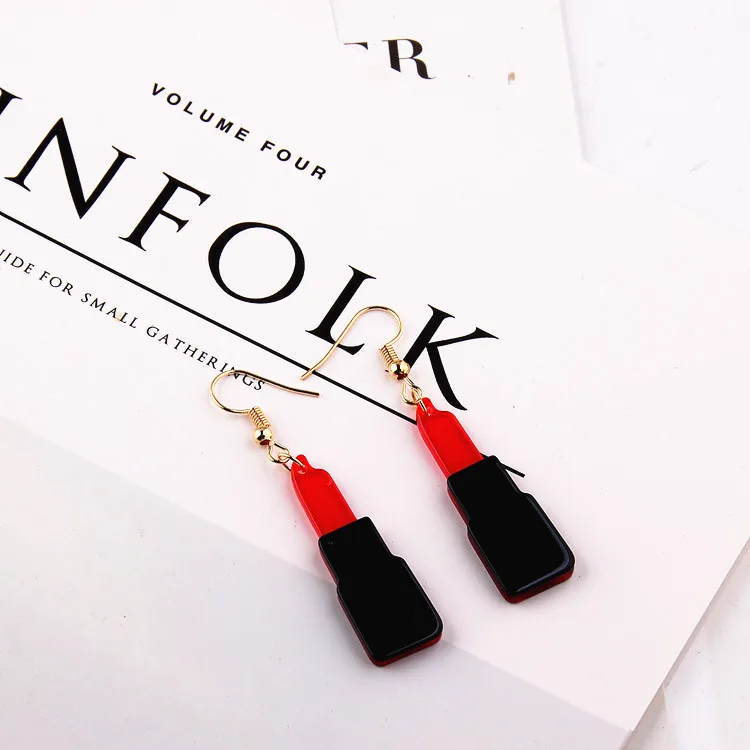 Серьги-подвески из смолы для макияжа в виде губной помады 12 х37 мм шт./упак. |