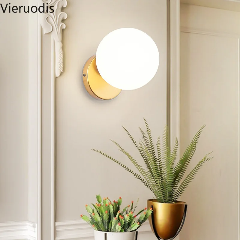 Круглый стеклянный шар настенный светильник скандинавские настенные бра для