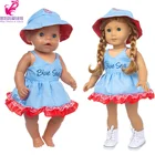 43 см Одежда для куклы костюм шапка комплект 40 см Nenuco Ropa y su Hermanita 18 дюймов Кукла для девочки синее Полосатое кружевное платье