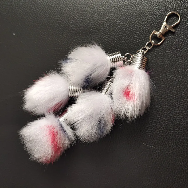 20 см в длину Искусственный мех брелки виноград гроздь дизайн брелоки с помпонами