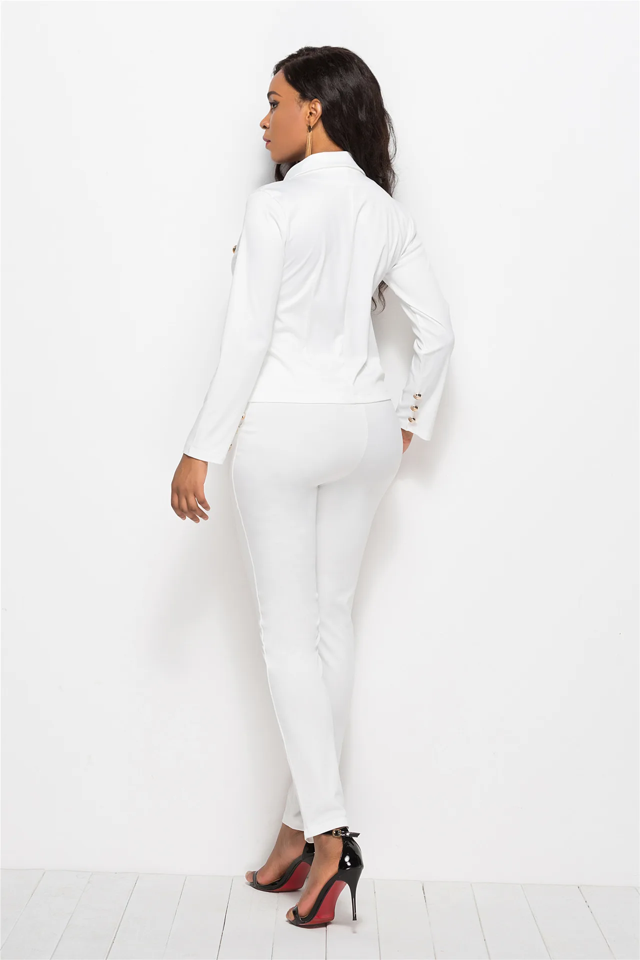 Женские офисные костюмы из двух предметов элегантный облегающий деловой топ с V