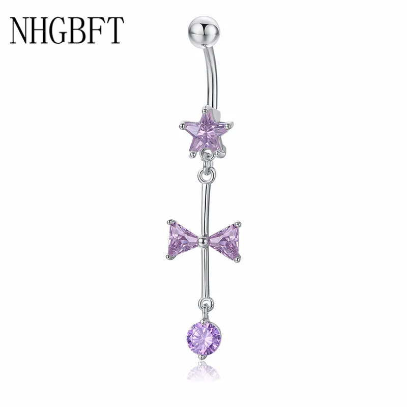 

NHGBFT Exquisite long Bow Belly Button Ring Helix Piercing Women Sexy Body Jewelry Navel Nail