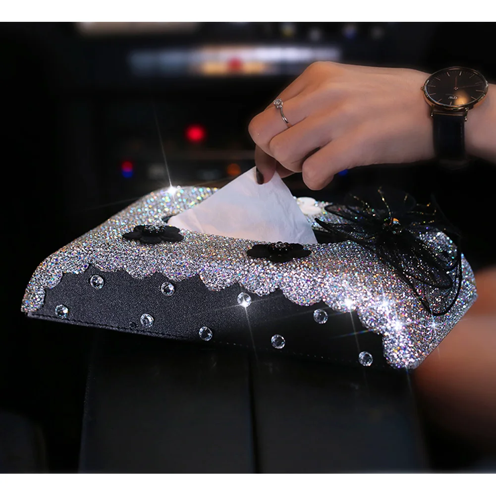 Luxury Car Tissue Box Rhinestone Diamond Auto Holder Block-type Styling Bow Crystal Diamante Bling Cover | Автомобили и мотоциклы
