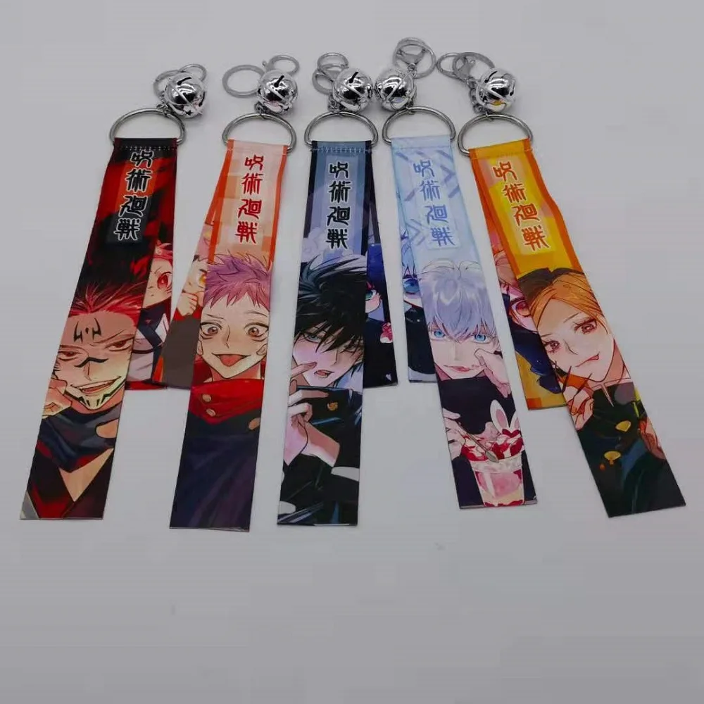 

Anime Jujutsu Kaisen Peripheral Pendant Cartoon Double-sided Ribbon Pendant Keychain Cosplay Bag Bell Pendant Keyring Jewelry