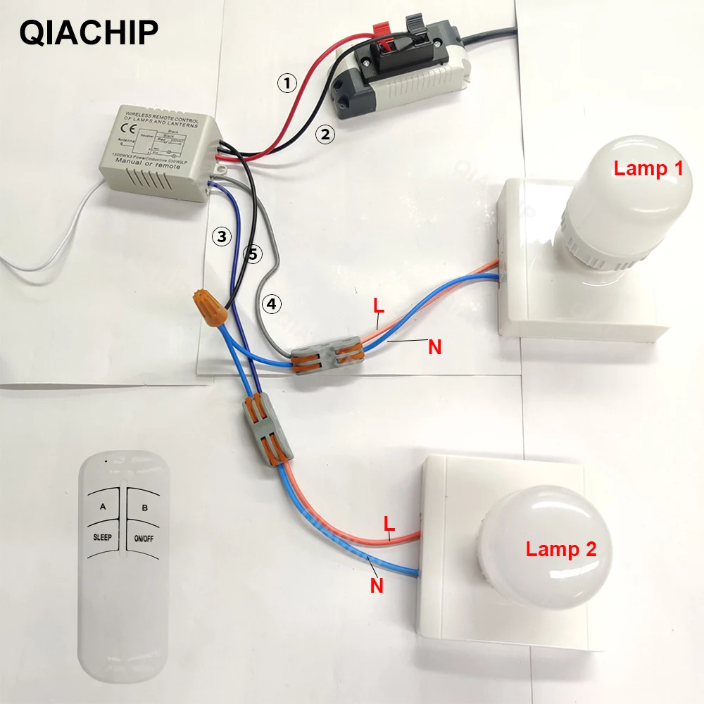 QIACHIP 2 пути AC 220V Цифровой RF беспроводной пульт дистанционного управления