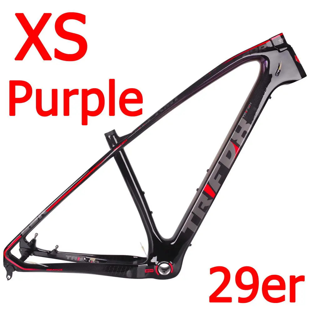 XS- Purple TRIFOX горный углерода велосипед рама 15,5/17/19 дюймов MTB углеродная рама 29er горный велосипед рама+ сиденье зажим+ гарнитура 2 года гарантии - Цвет: XS- Purple