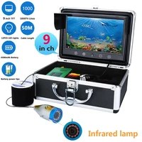 9 inch tft 1000tvl underwater fishing video camera kit ir 12 pcs led infrared lamp lights video fish finder 20m 30m 50m