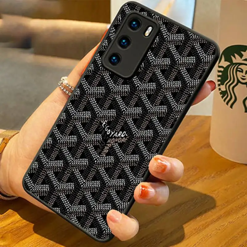 

Black Soft Silicone Goyards Design Phone Case For Huawei P20 30 40 Pro Mate 20 30 40 Pro Xs Rs Honor 10