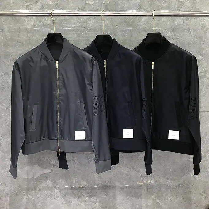 

2021 Fashion TB THOM Brand Jacket Men Slim Cardigans Clothing Hollow Out Sports baseball uniform Spring Autumn Casual Coat