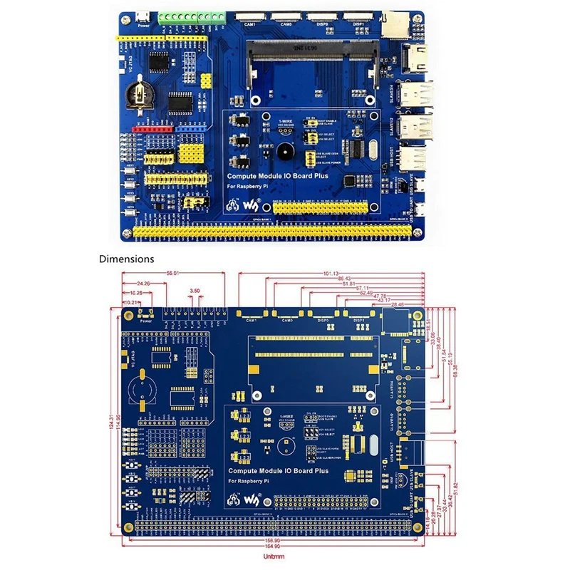 Waveshare Compute Module IO Board Plus композитная Breakout плата для Raspberry Pi CM3/CM3L/CM3 +/CM3 +