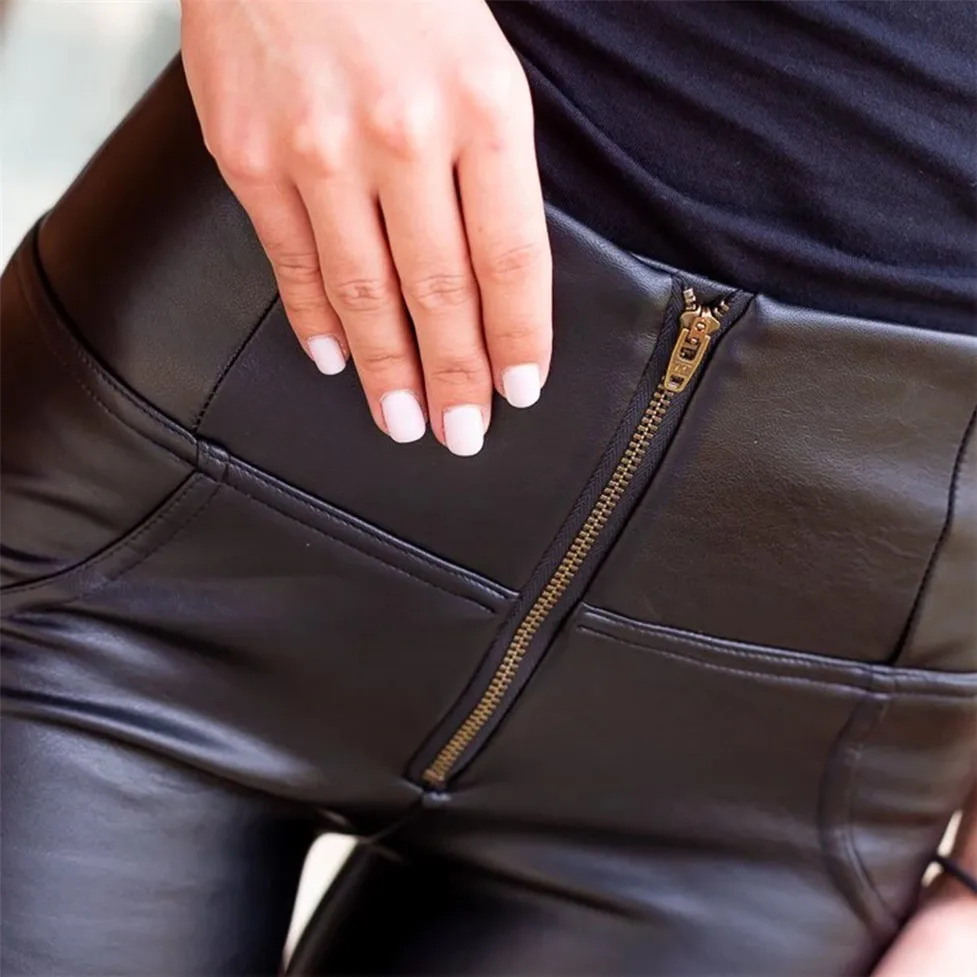 

Melody Fleece Lined Jeggings Faux Leather High Waisted Jeans Black Pants Womens Push Up Straight Legs Skinny Sexy