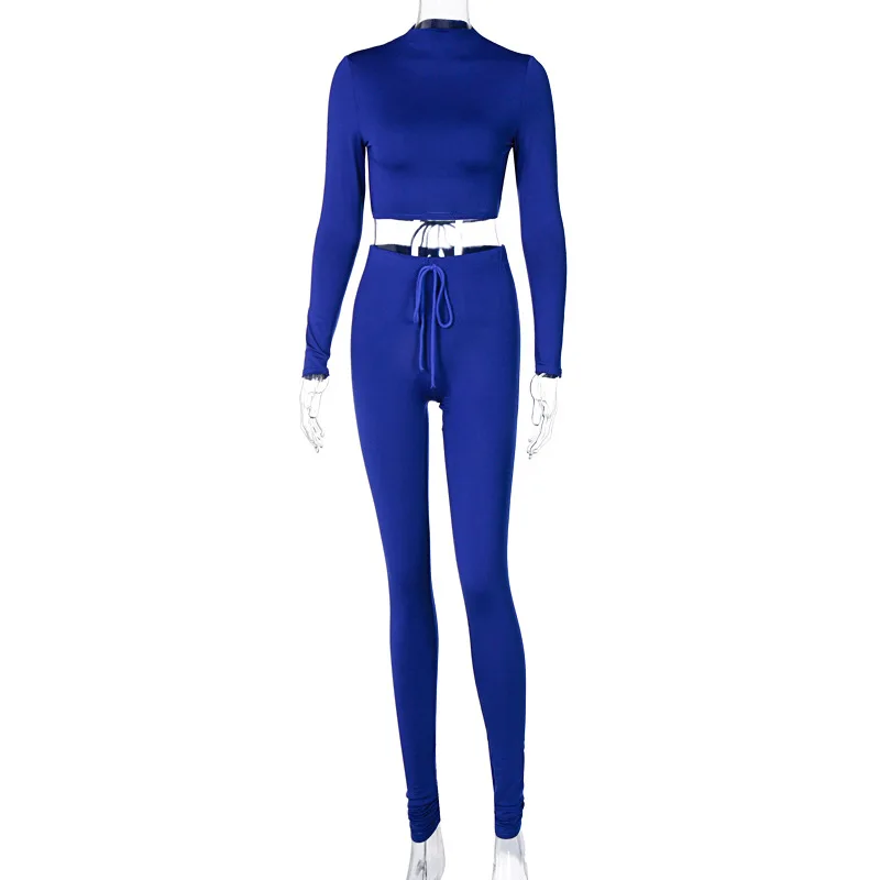 

ZKYZWX Two Piece Set Tracksuit Women Clothes Long Sleeve Crop Top and Pants Sweat Suits Loungewear Outfits Fitness Matching Sets