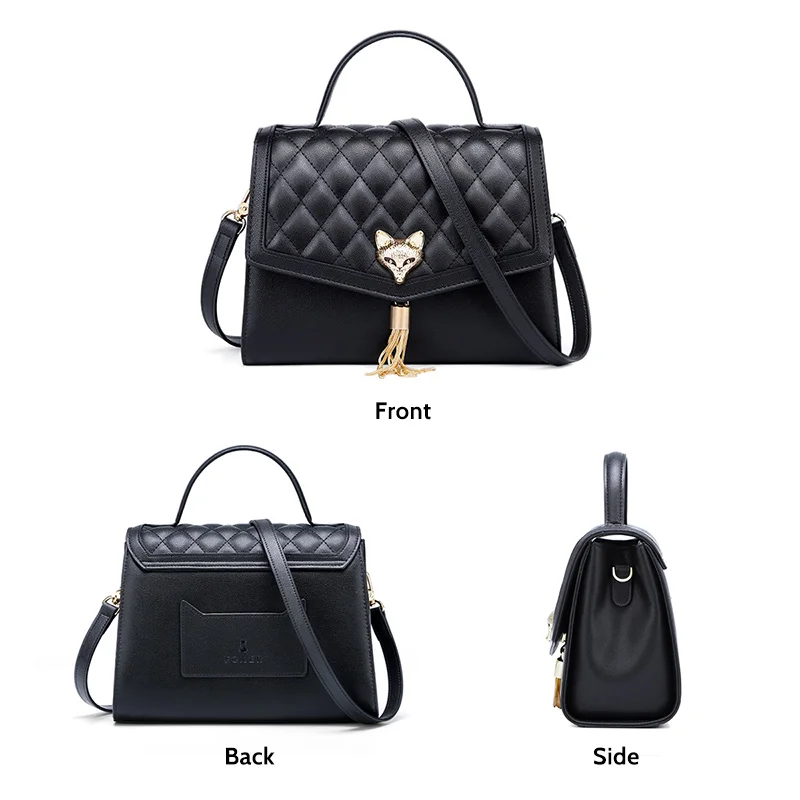 FOXER женская кожаная сумка через плечо из воловьей кожи клетчатые сумки с