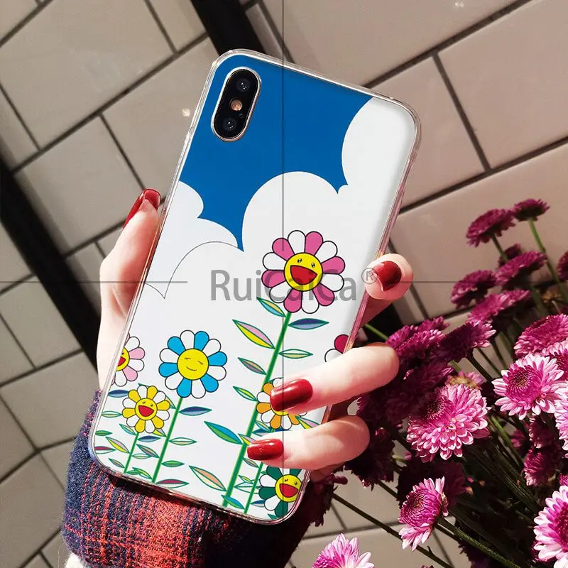Ruicaica Takashi Murakami Sun flower eye Pattern TPU Soft Phone Cell Case for iPhone 5 5Sx 6 7 7plus 8 8Plus X XS MAX XR | Мобильные