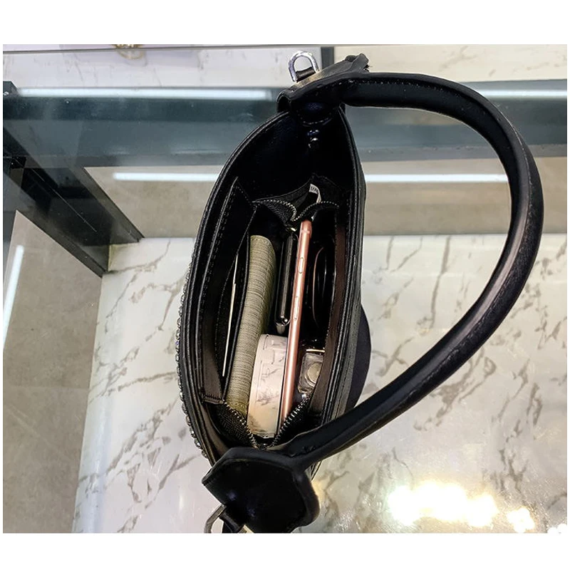 

iPinee Bling crystal clutch evening bag Women 2020 Luxury designer Korean Rhinestone bucket shoulder bag wedding party ladies