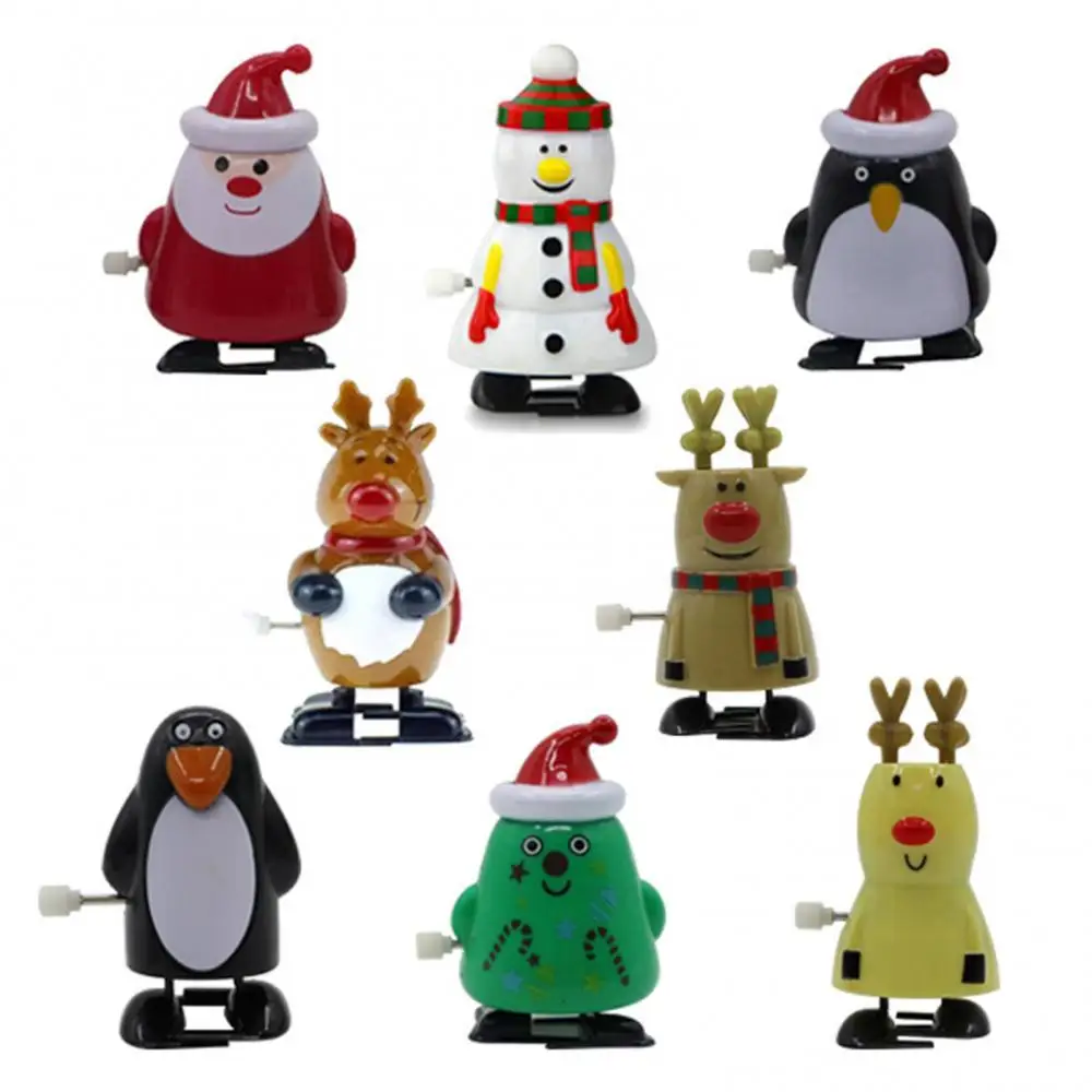

8Pcs/Set Walking Santa Claus Elk Penguin Snowman Clockwork Toy Home Decor Gift