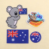 1pcs cartoon koala australian flag patch iron on embroidery patches for clothing applique handcraft diy patch cute cloth sticker