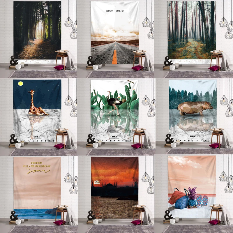 Пейзажные гобелены 3D пляжное полотенце с зелеными листьями красивый настенный