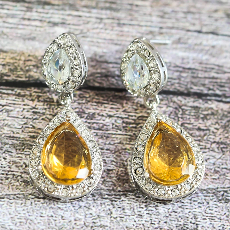 Женские Висячие серьги в стиле бохо с кристаллами роскошные модные оранжевым