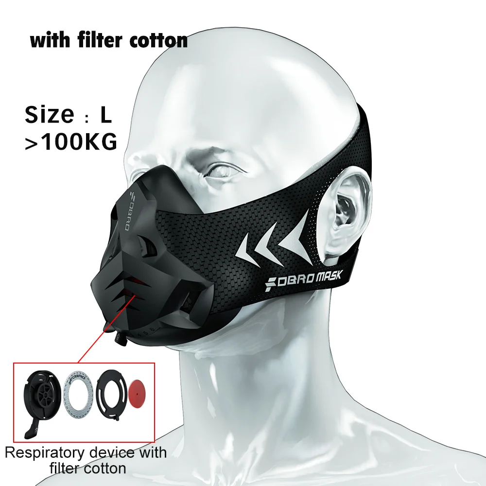 With Filter Cotton L FDBRO фитнес-тренировочная Спортивная маска Pro для упражнений, тренировок, бега, сопротивление, кардио, выносливость, спорт, высокая высота, Атлетическая маска - Цвет: With Filter Cotton L