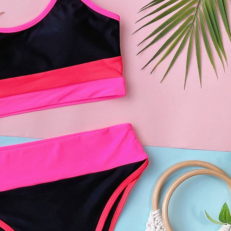 

2021 Leopard Sexy Bikinis Women Swimwear High Waist Swimsuit Tube Top Bikini Set Bathing Suit Beachwear Patchwork Two Piece Set