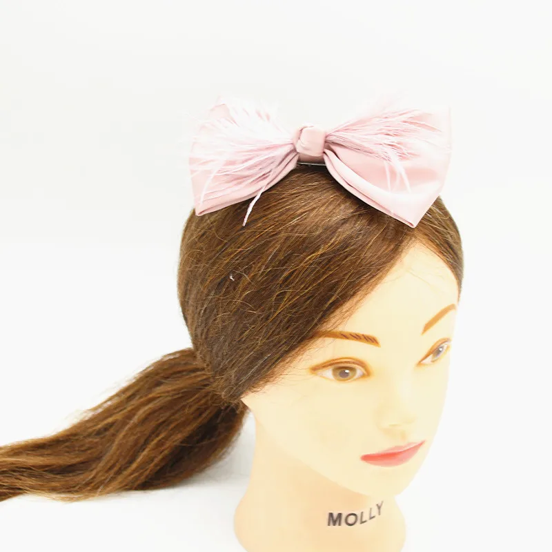 Заколка для волос однотонная с перьями модный зажим бантом женщин и девочек