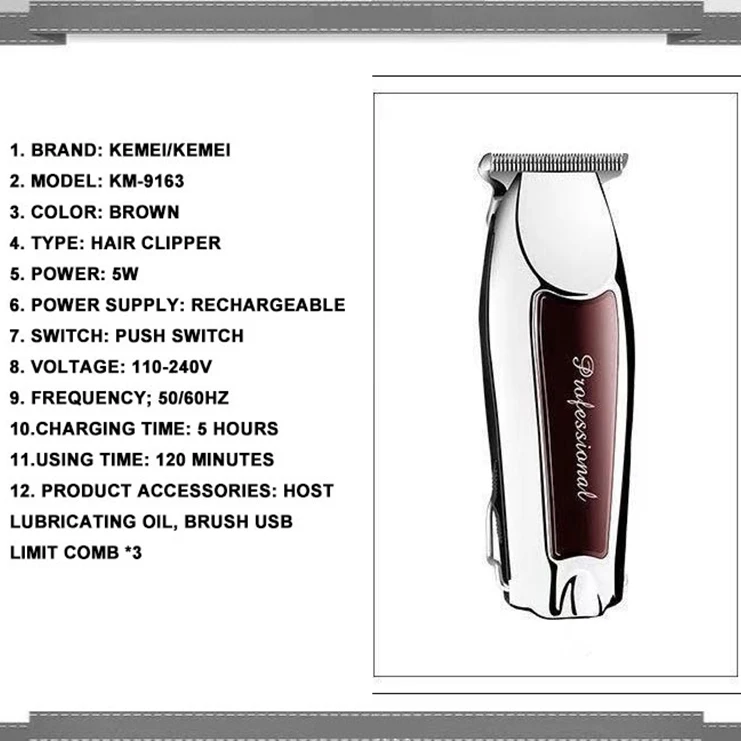 

Professional T-Outliner Beard Hair Trimmer with T-Blade Mower for All-around Outlining Dry-shaving and Fading Cutter