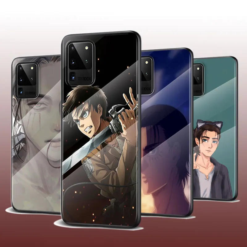

Tempered Glass Cover Attack on Titan Eren Jaeger For Samsung Galaxy S21 Ultra Plus 5G M51 M31 M21 Phone Case