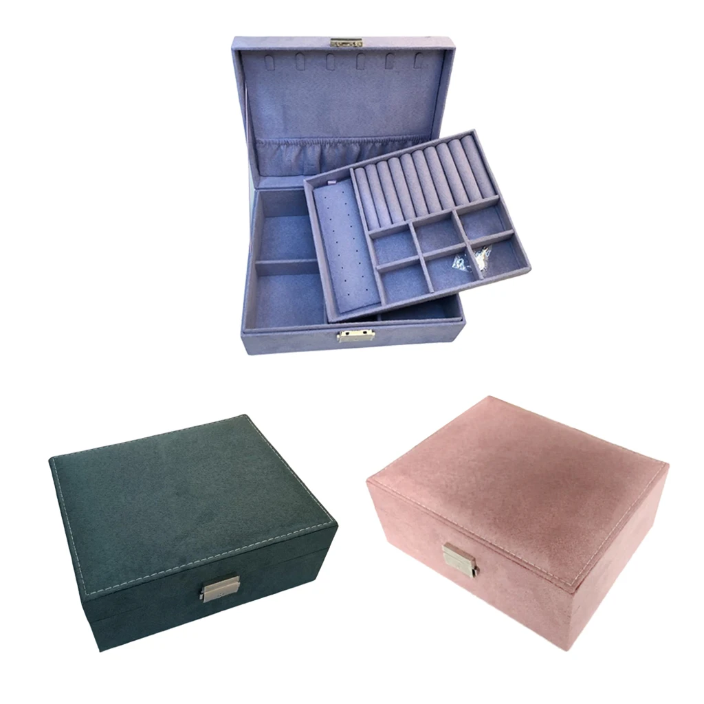 

Luxury Velvet Jewelry Display Case Necklace Watch Rings Organizer Showcase
