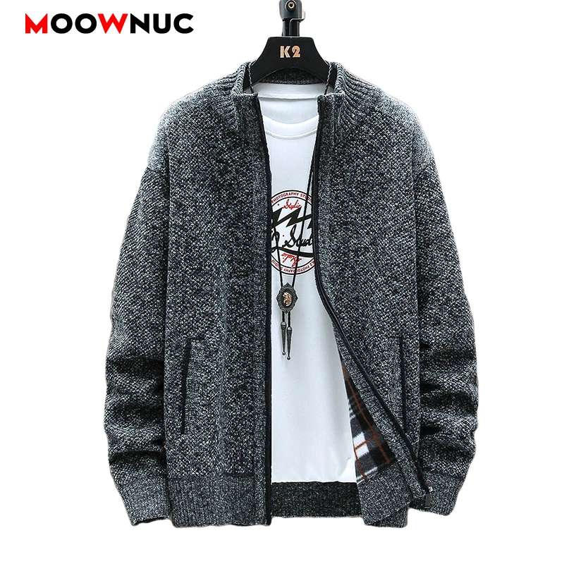 

Men's Fashion Sweaters Long Sleeves Autumn Cardigan 2021 Casual Coats Solid Thick Slim Warm Male Spring Winter New Brand MOOWNUC