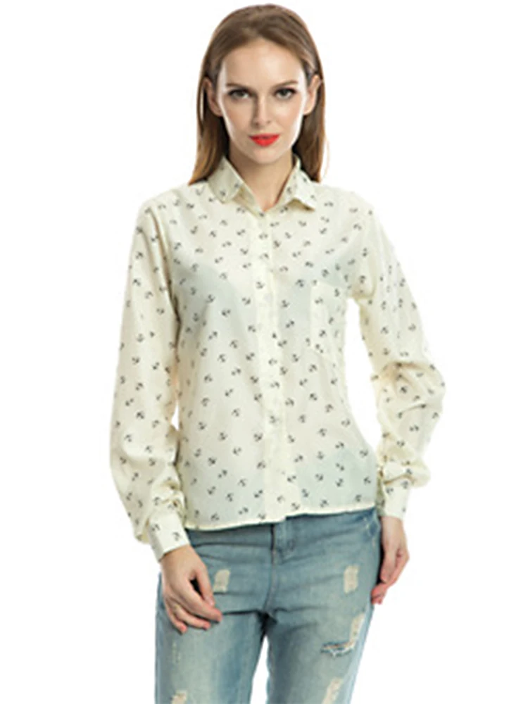 

2021 new women's casual fashion shirt lapel long sleeve lip printed plaid bottoming shirt chiffon shirt