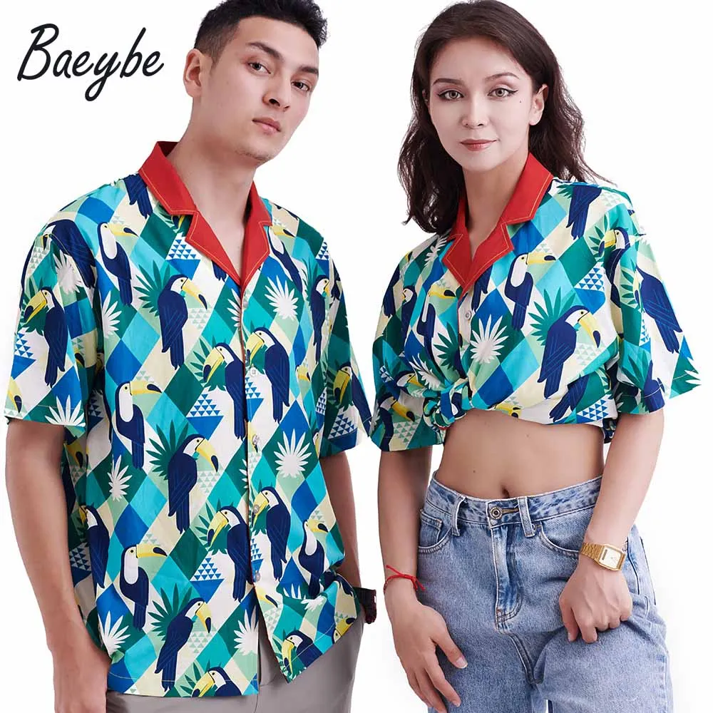 

Летняя женская рубашка Алоха, мужская рубашка с коротким рукавом, с аниме-принтом, стильная повседневная Гавайская одежда, для отдыха