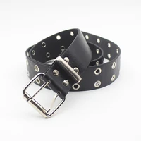 women punk chain fashion belt adjustable doublesingle row hole eyelet waistband with eyelet chain decorative belts 2021 new